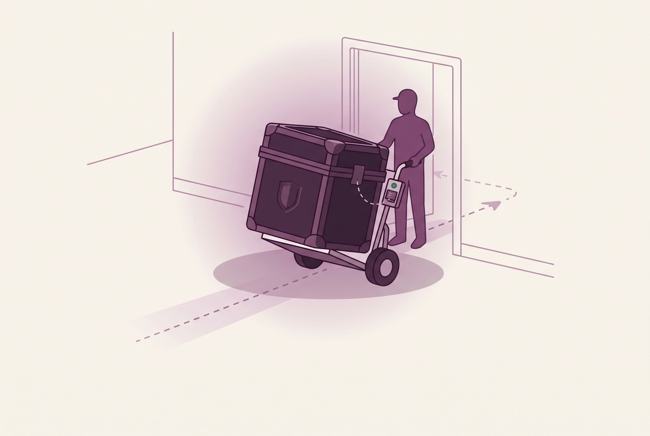 Illustration: Lieferung der Brillianza-Hardware per Sackkarre ins eigene Gebäude